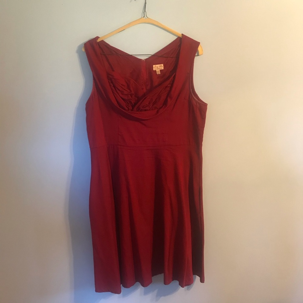 Red Lindy Bop vintage style swing dress w/ pockets